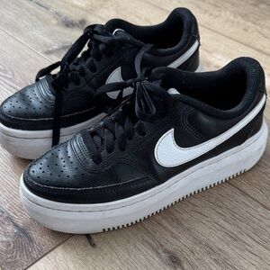 Nike Black and White Women's Court Vision Alta platform Sneakers
